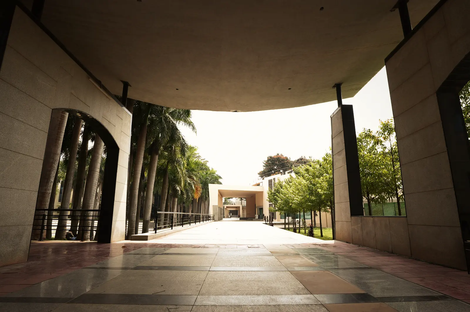 A covered walkway on the Scaler campus