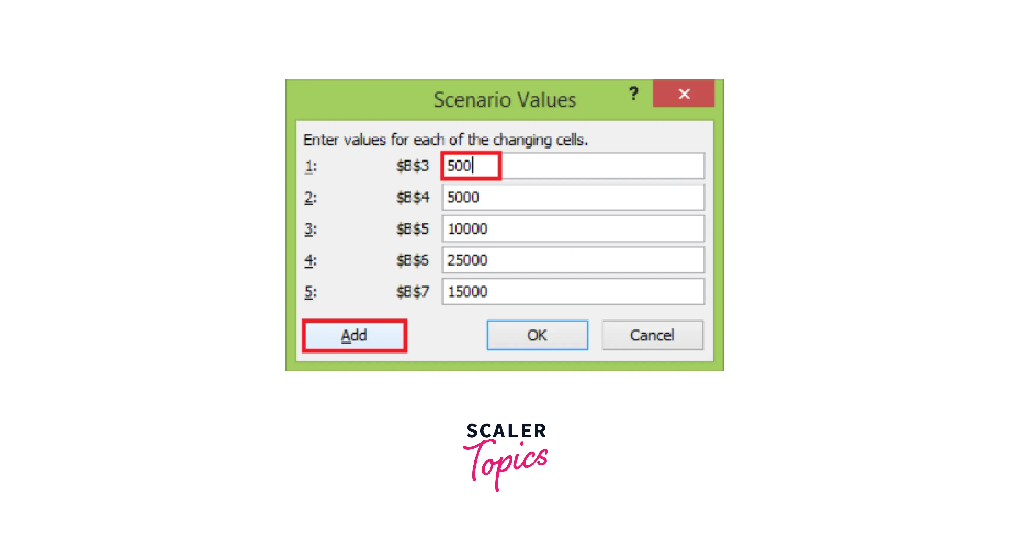 adding scenario after scenario values