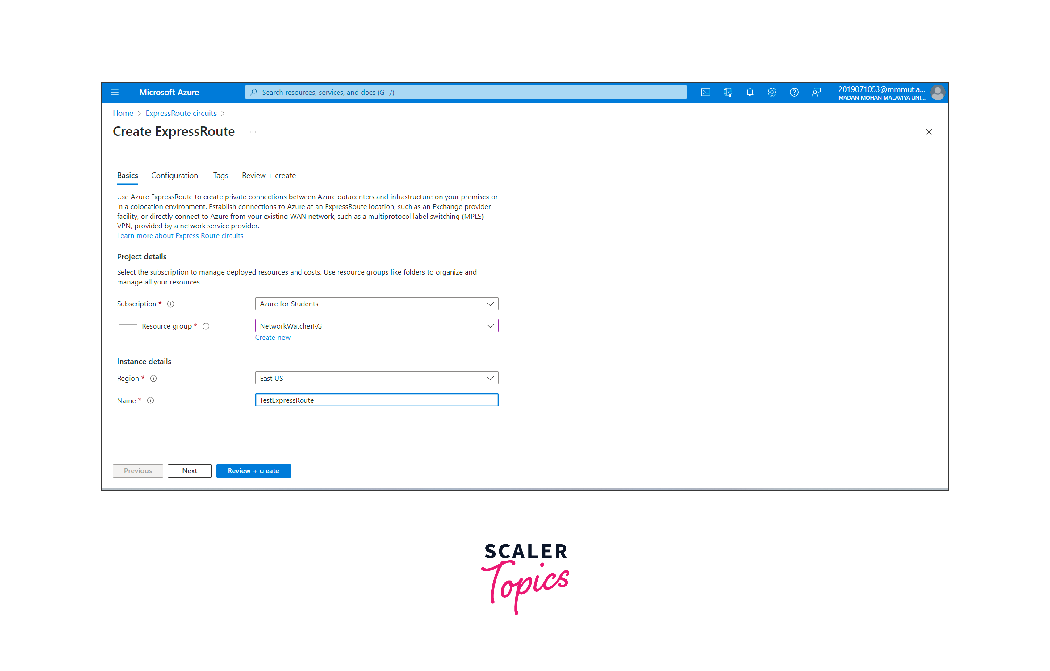 azure expressroute setup