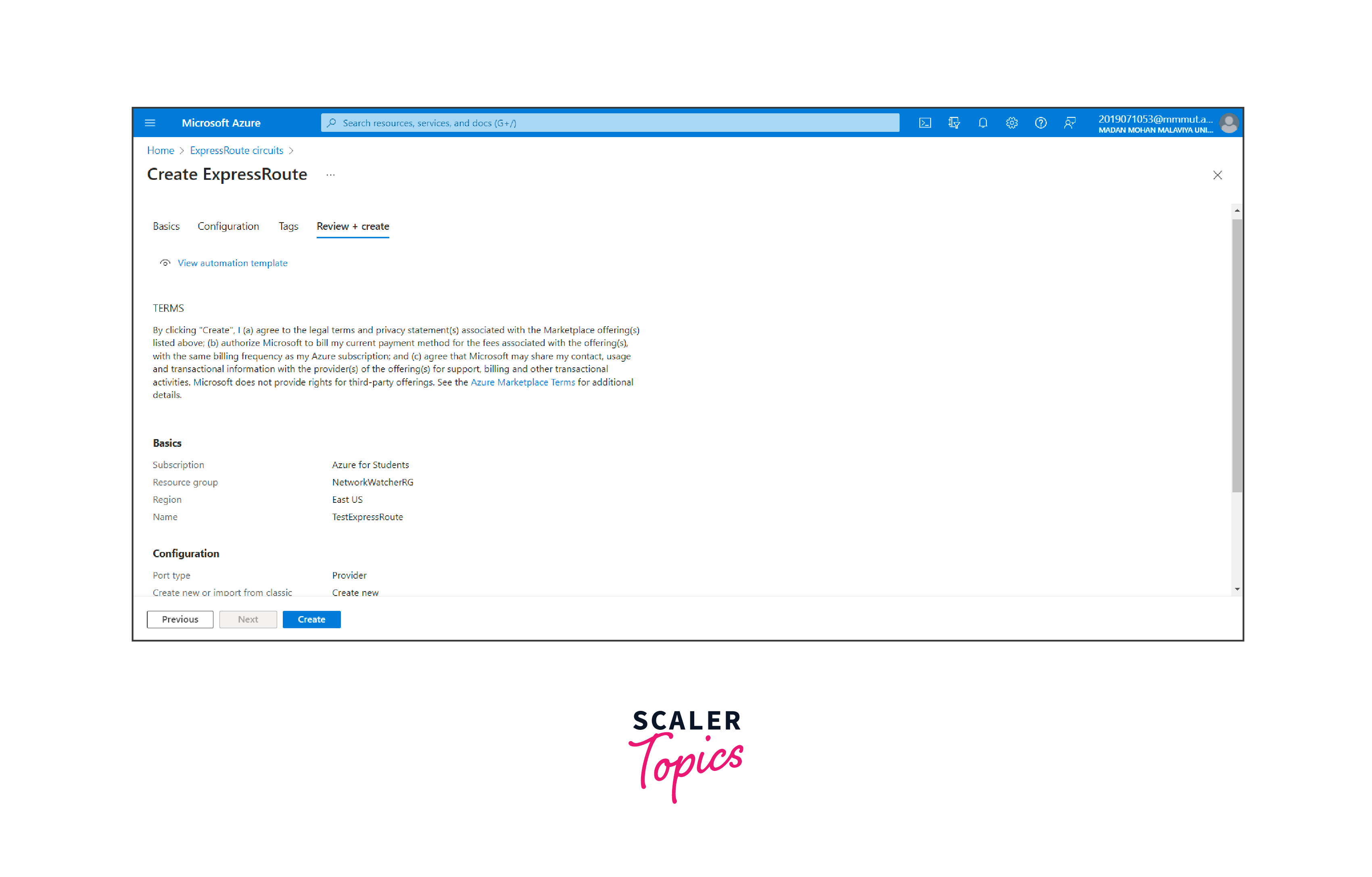 azure expressroute setup
