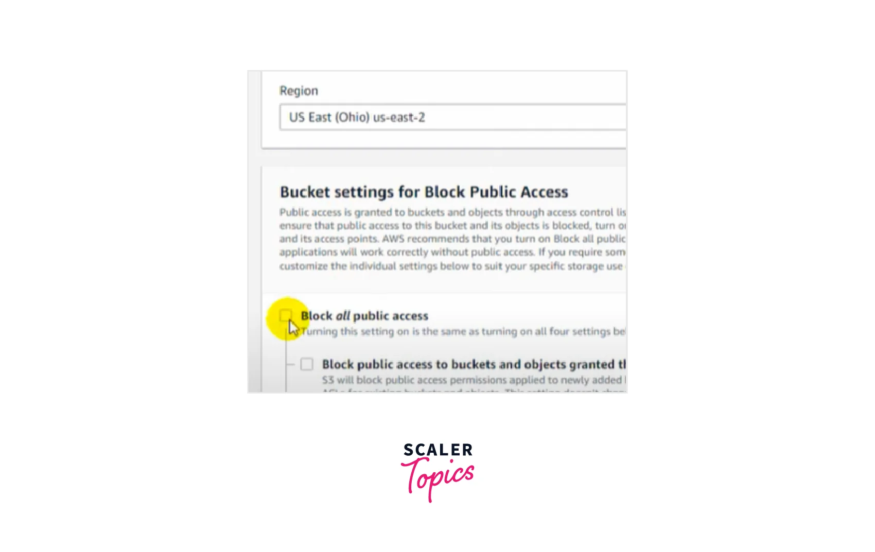 bucket setting for block public access