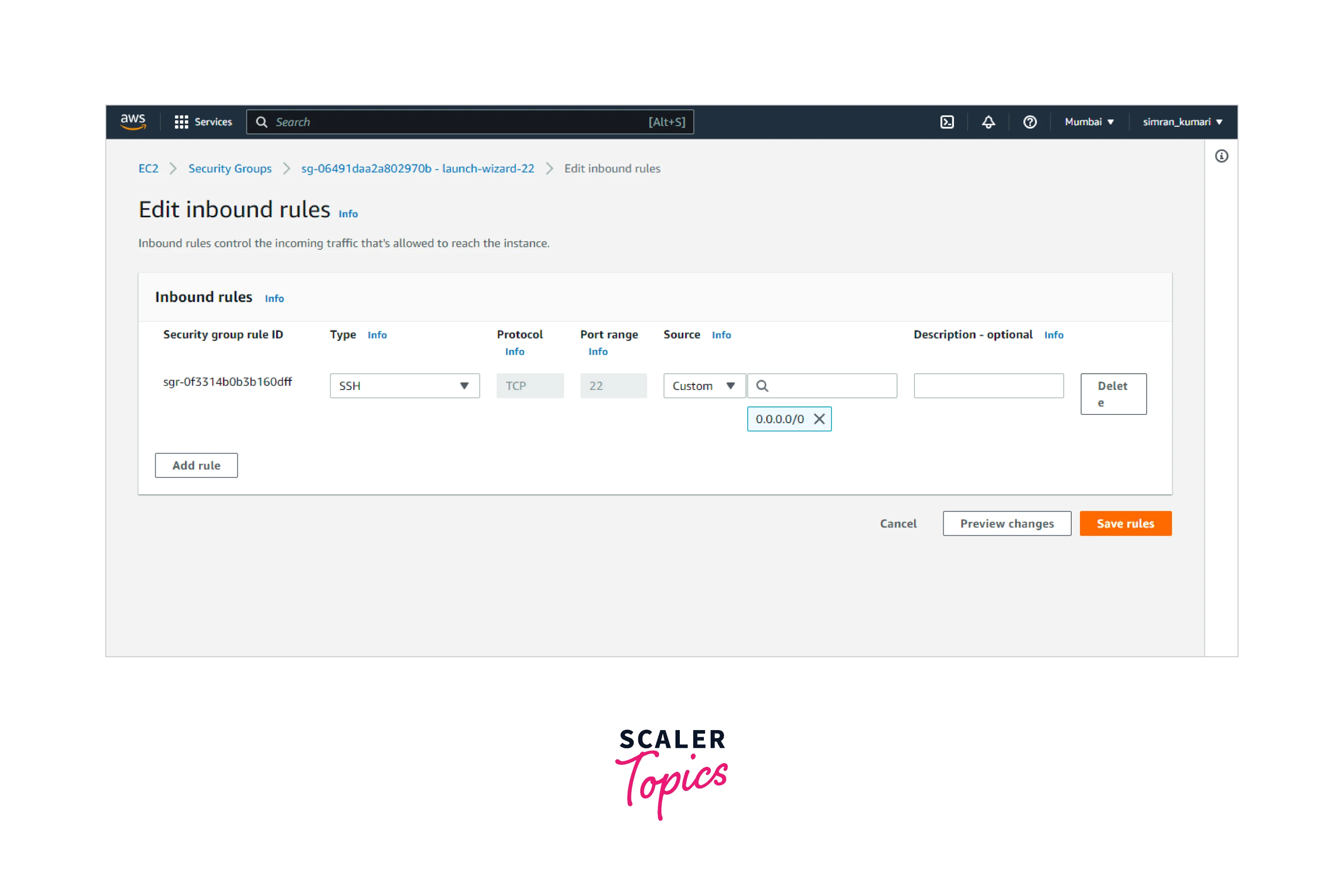 Configure Network Access Using The Security Group 5