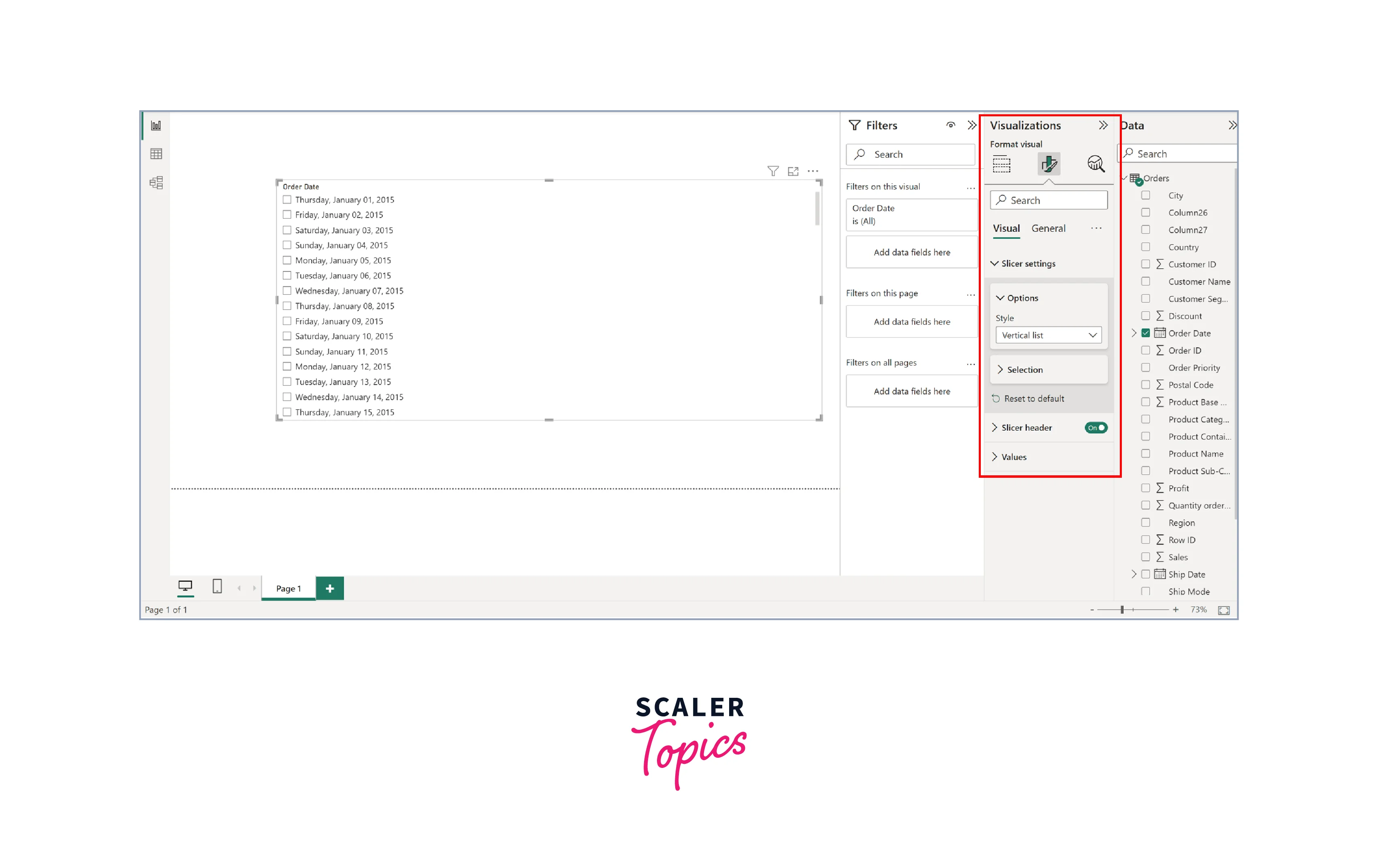 Formatting the Slicer