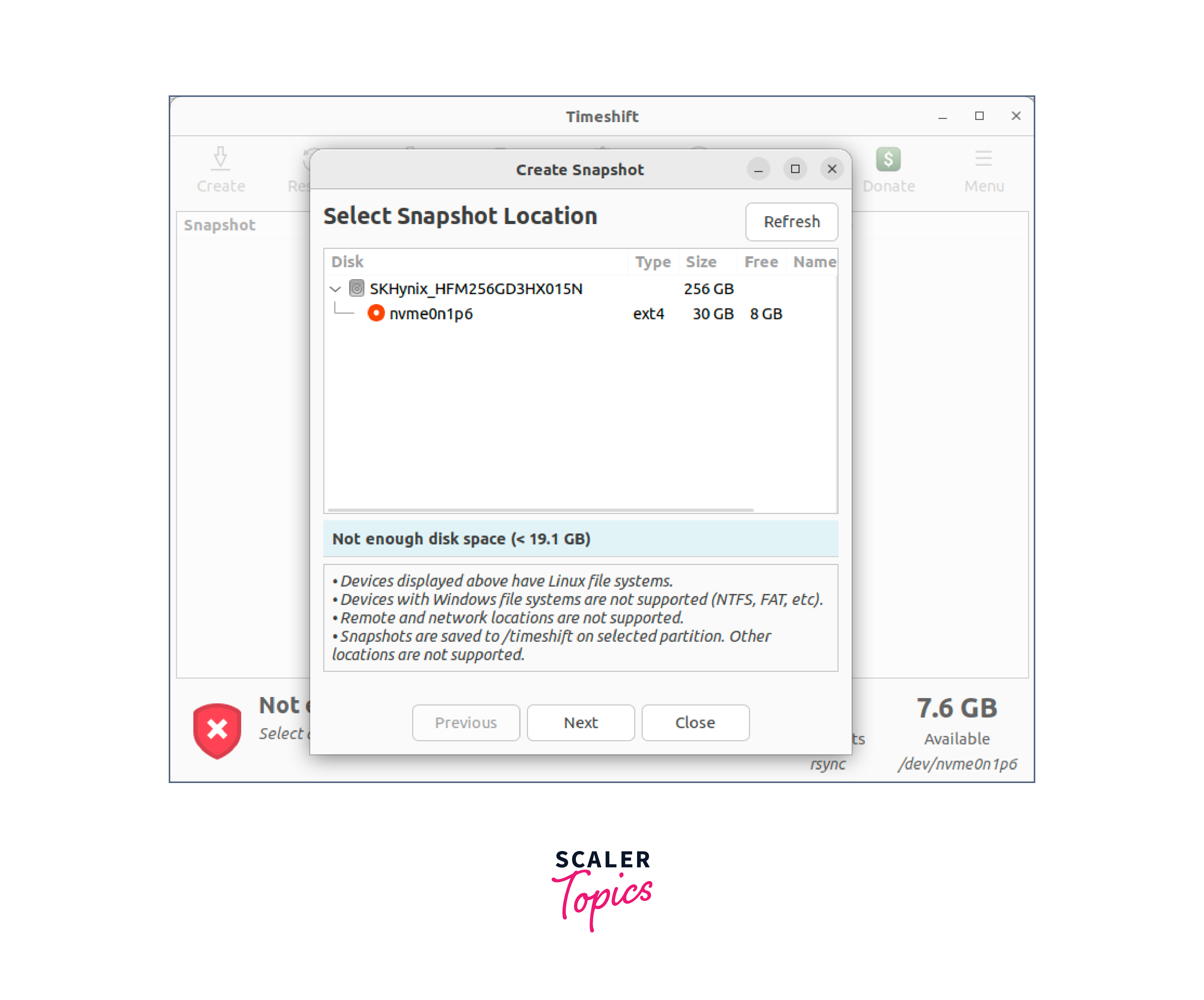 interface of timeshift