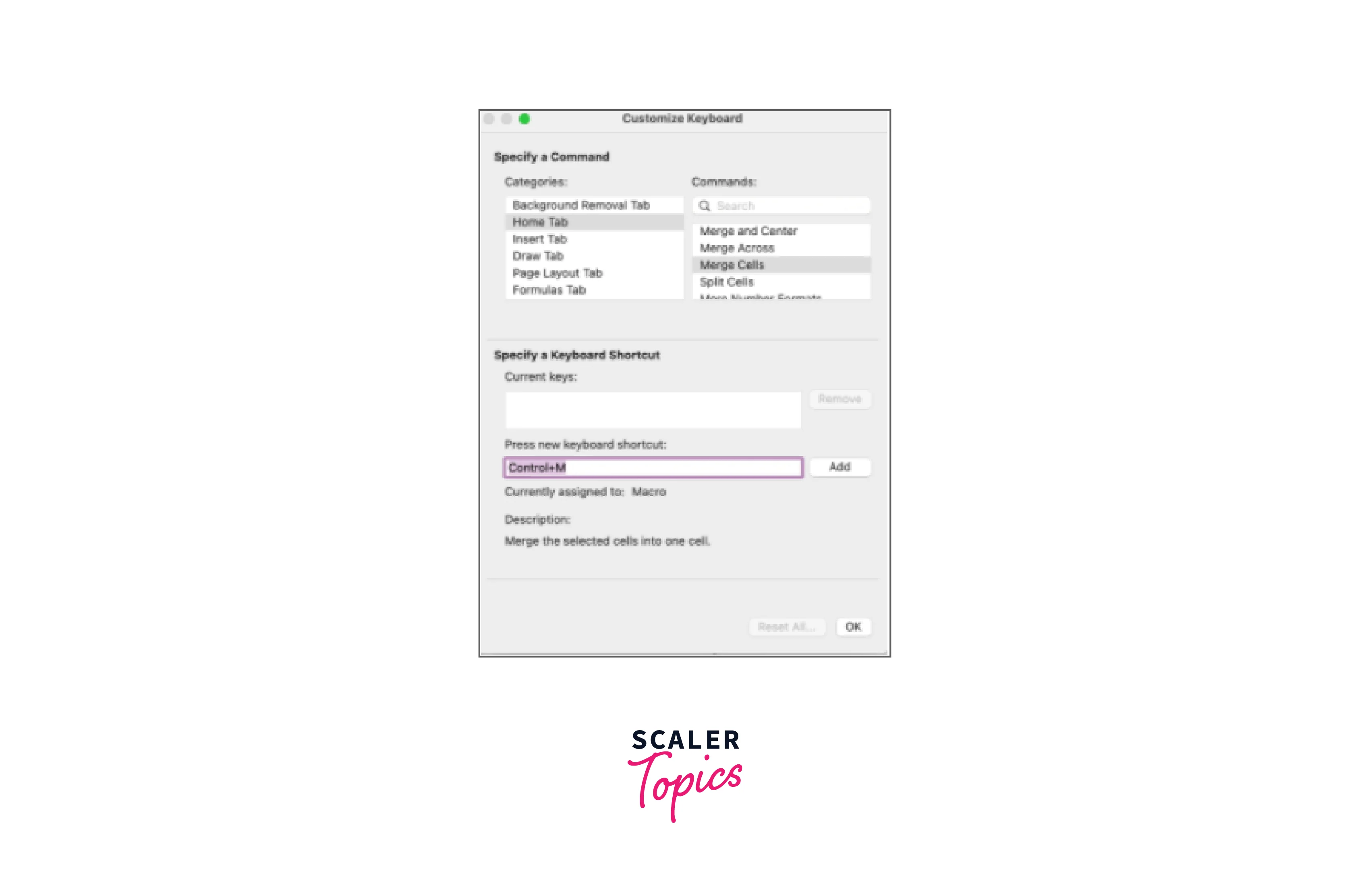 Shortcut to merge cells
