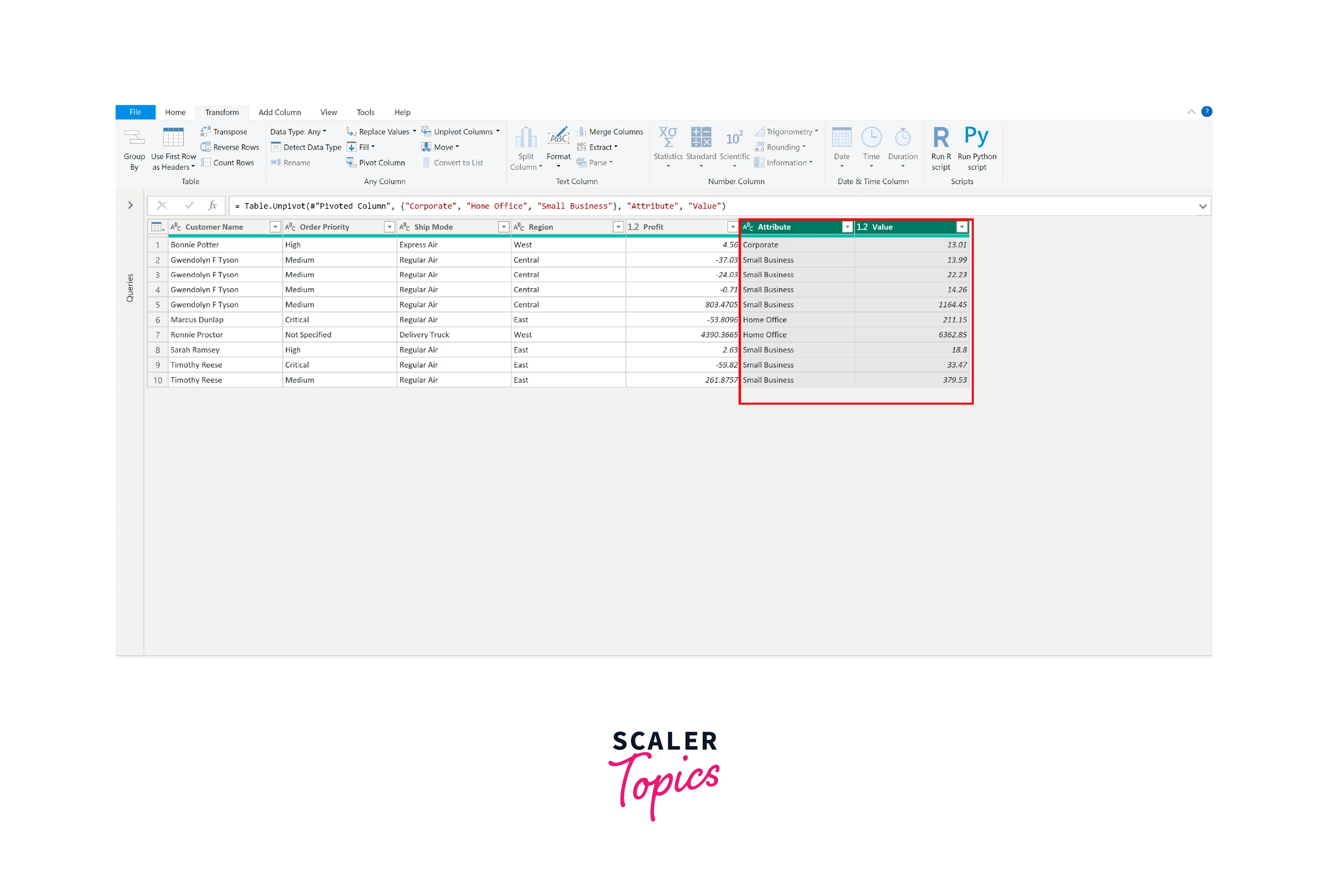 Performing Unpivot in Power BI2