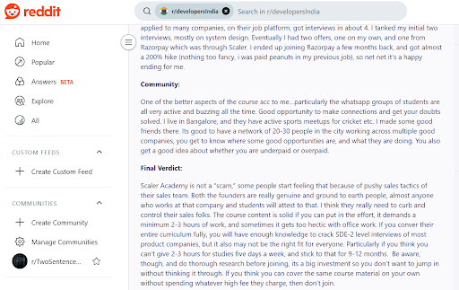 Real Student reviews