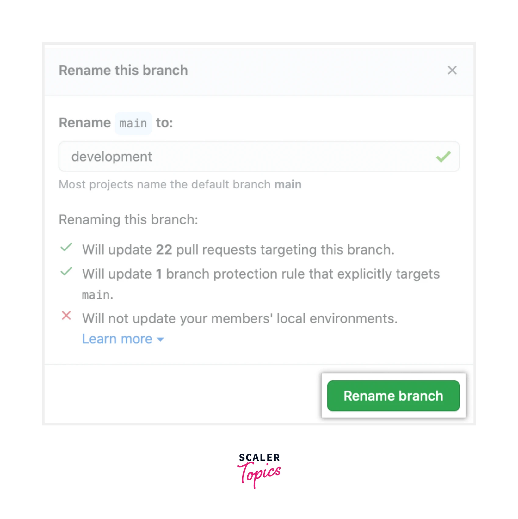 review info and rename branch on github