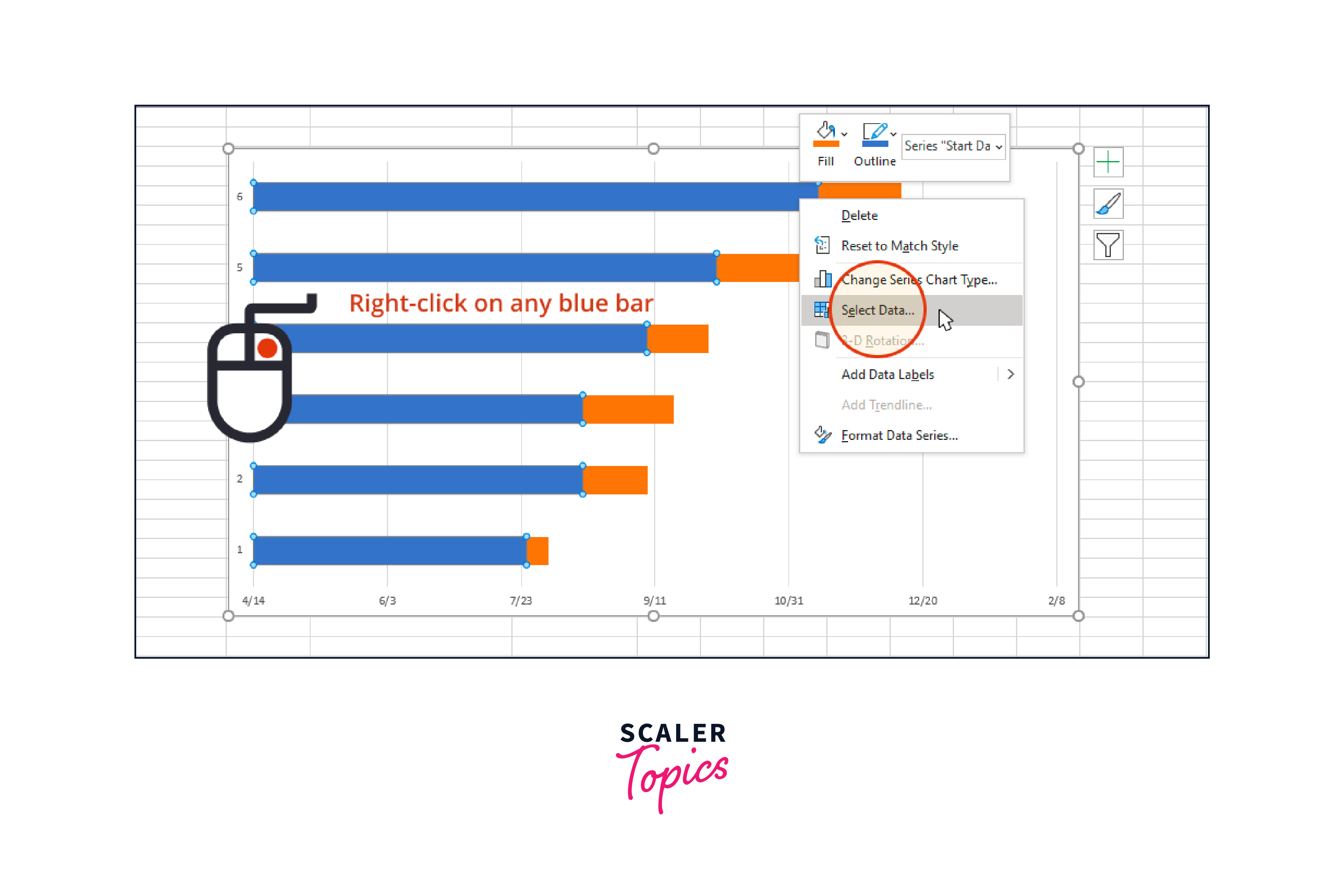 right-click on Gantt chart