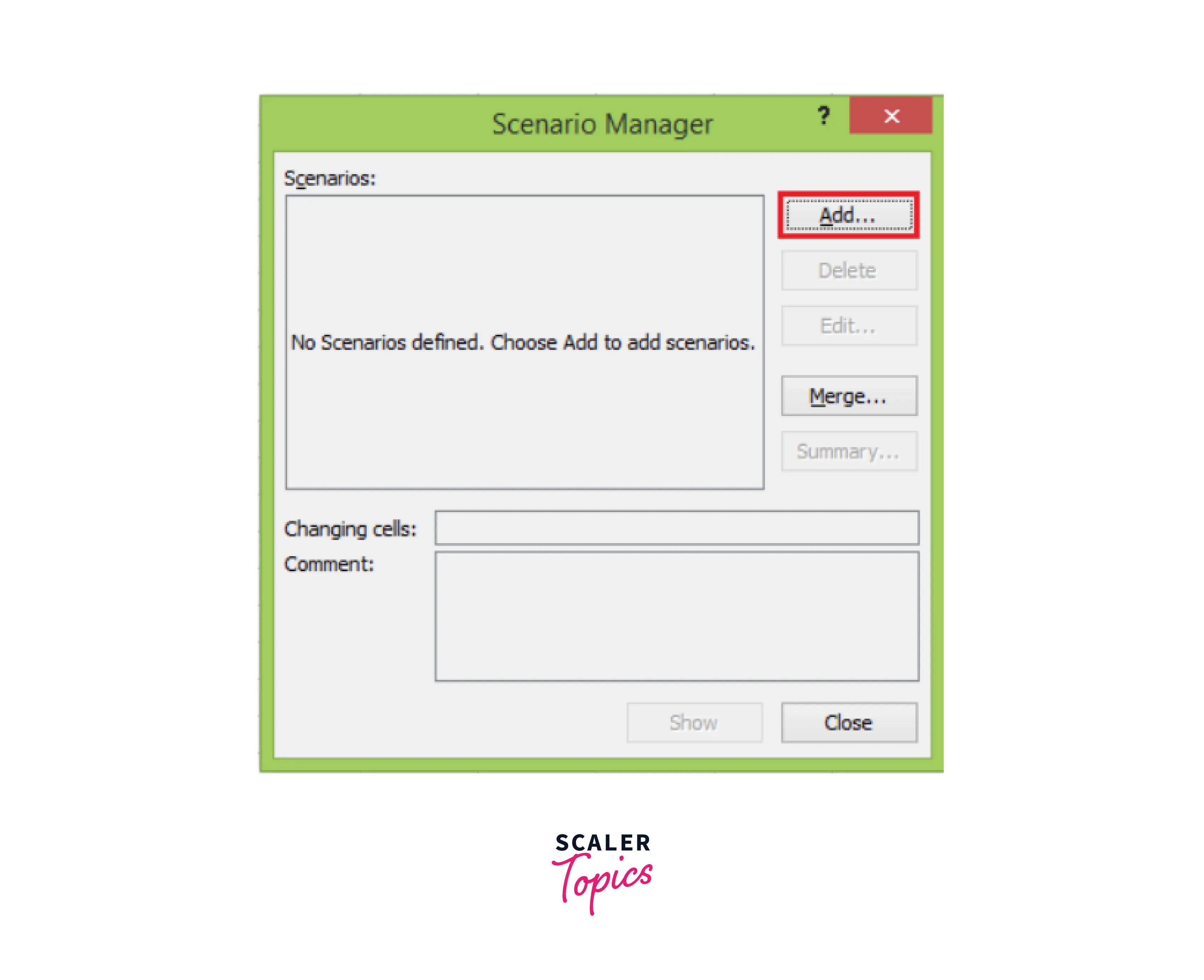 scenario manager dialog box