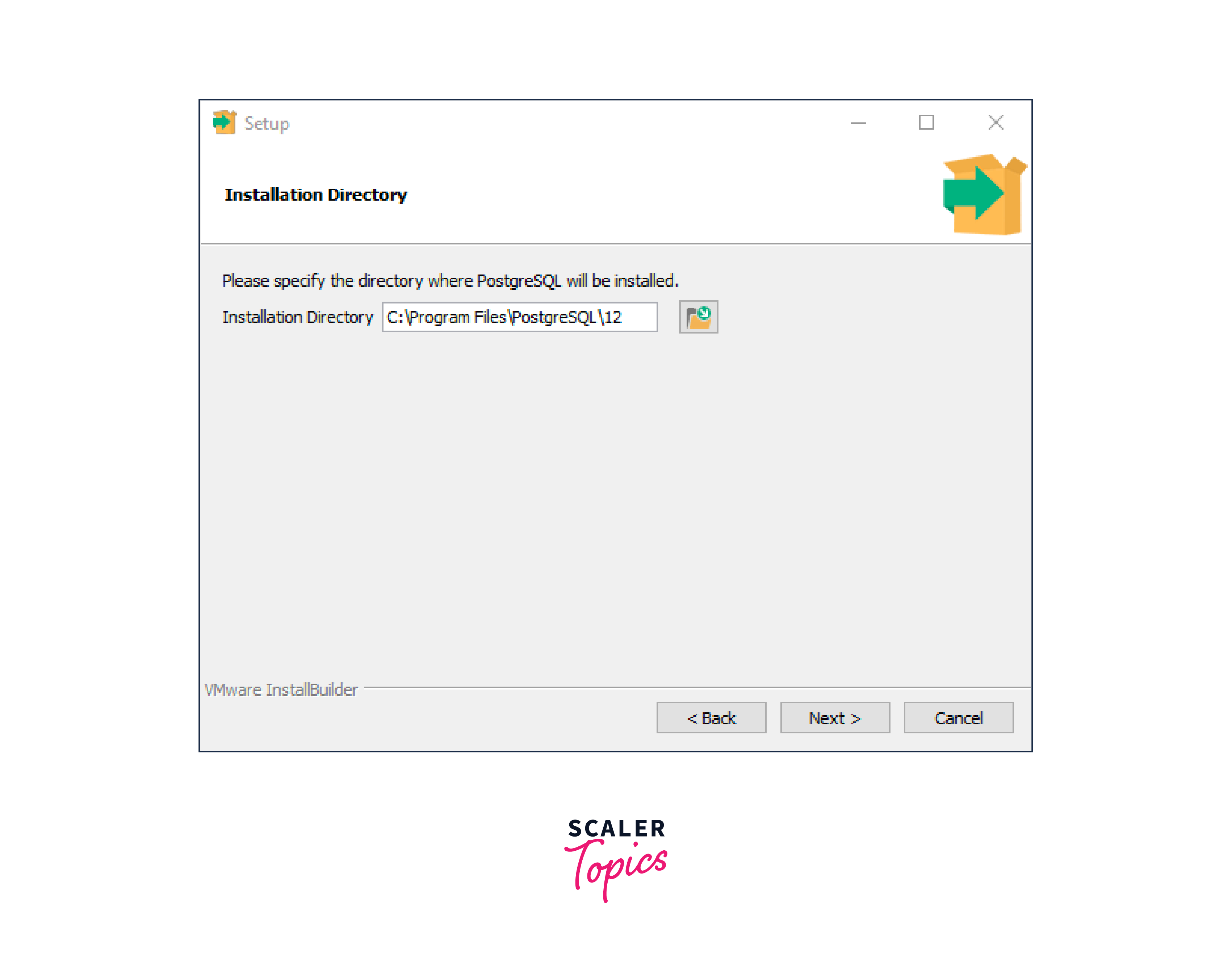 selecting folder for setup of postgresql in windows