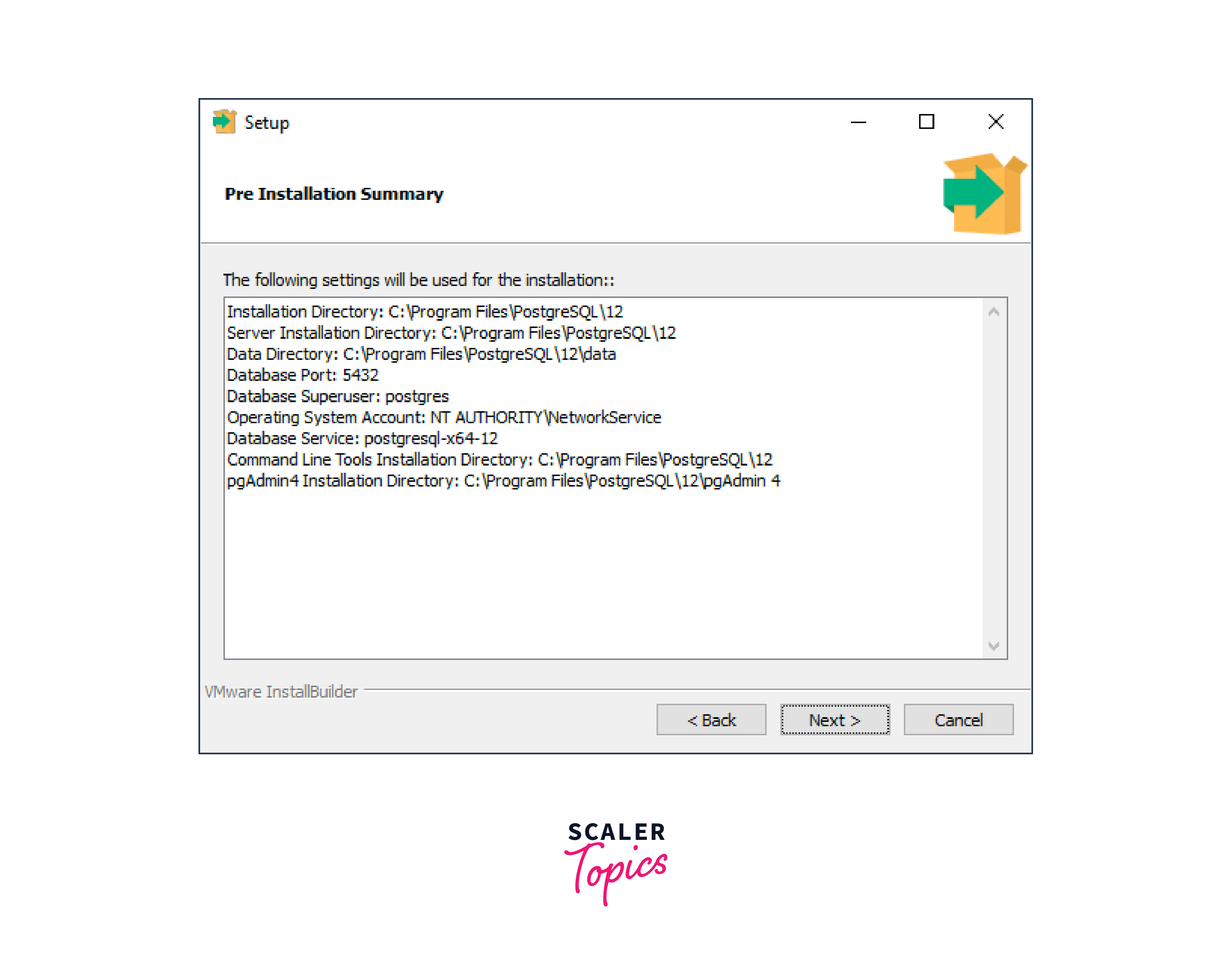 some settings that is used for installation of postgresql in windows