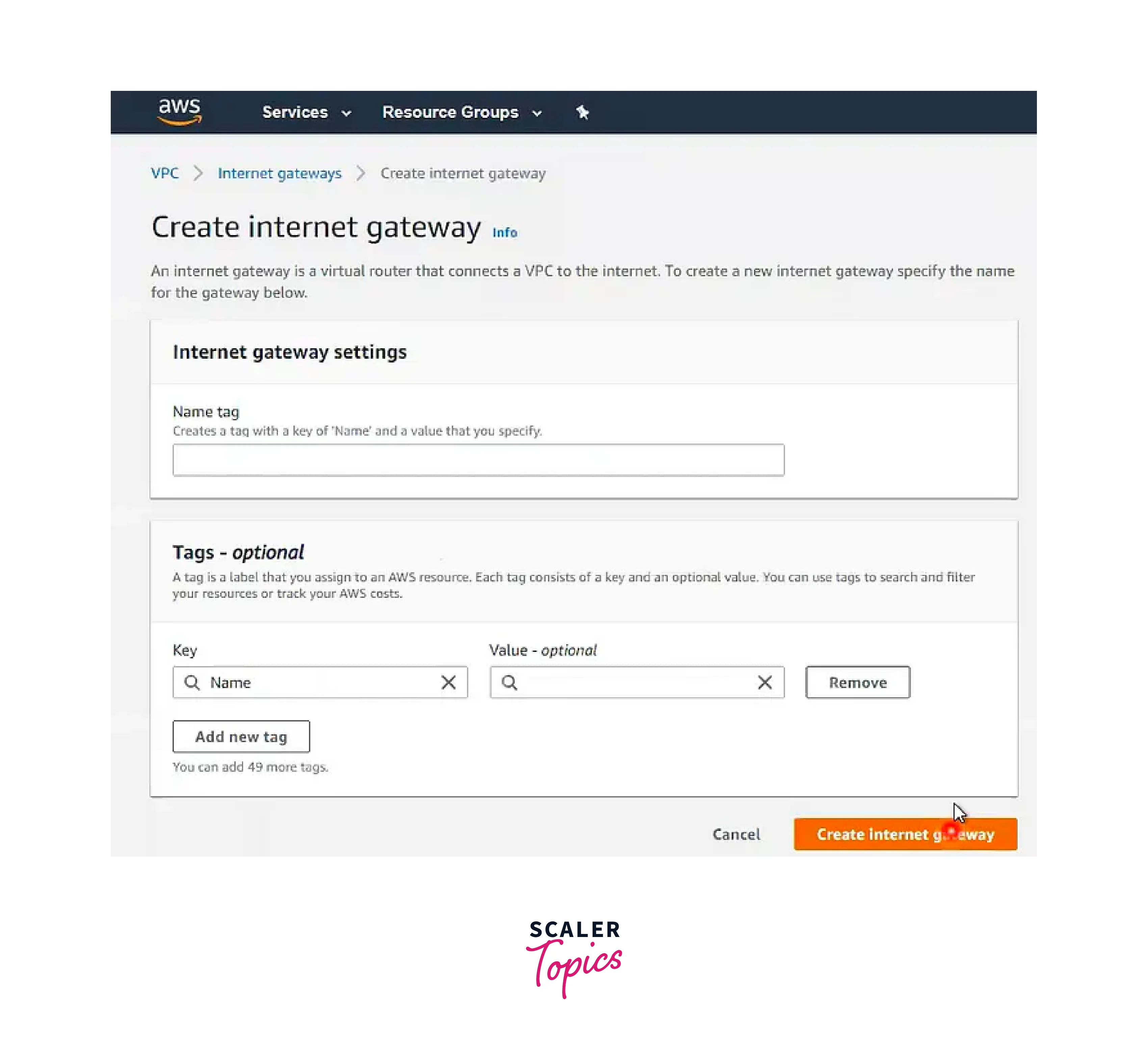step 3 establishment of an internet gateway and its attachment to the vpc