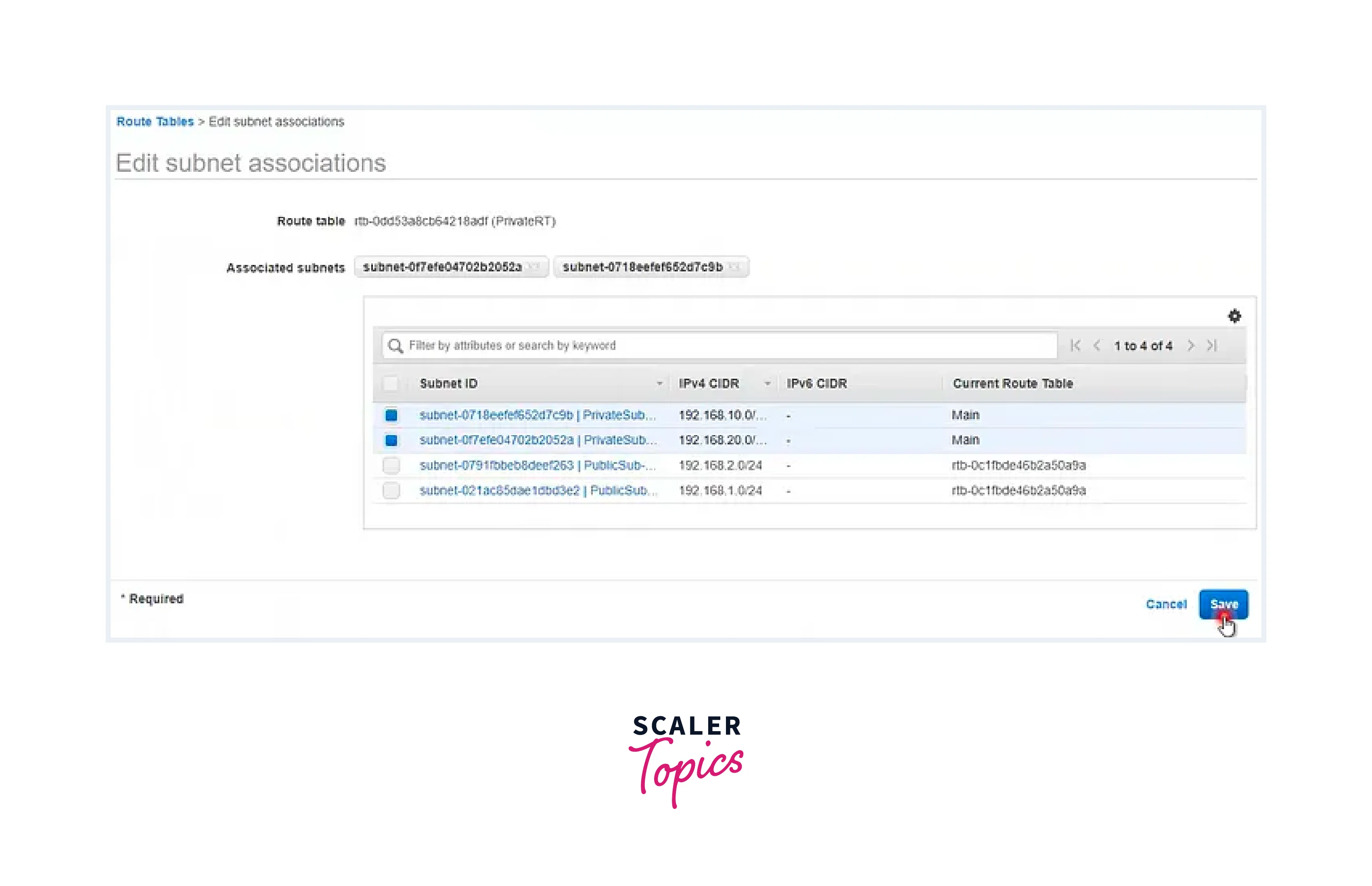 step 6 inclusion of public subnets into the route table
