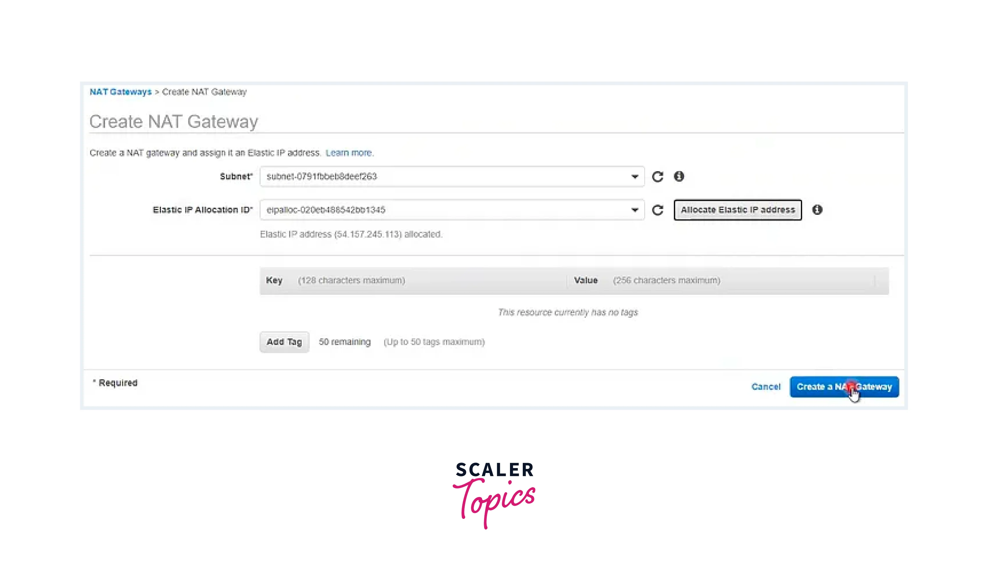 step 7 creation of a nat gateway in the public subnet