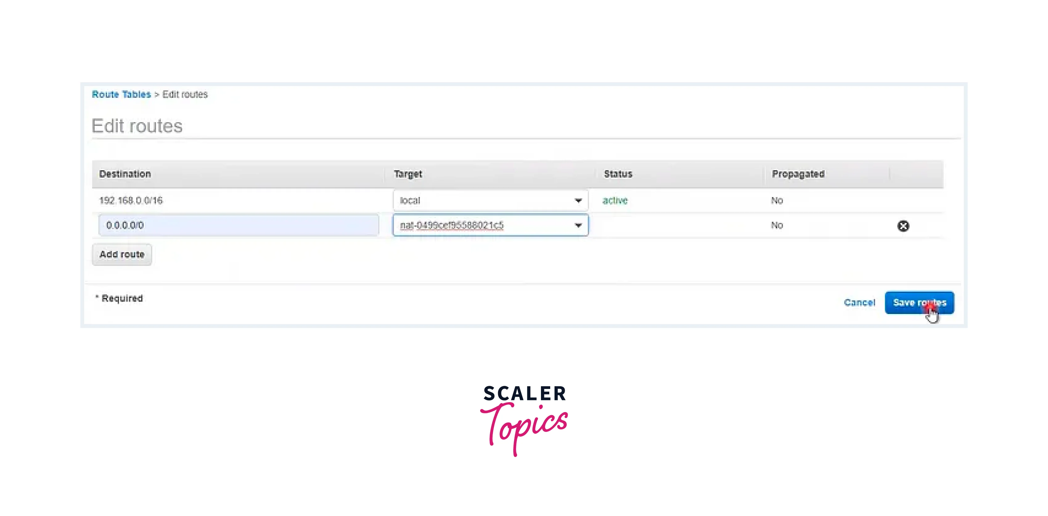 step 8 addition of nat gateway to the private route table