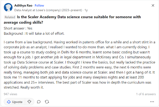 students’ testimonial