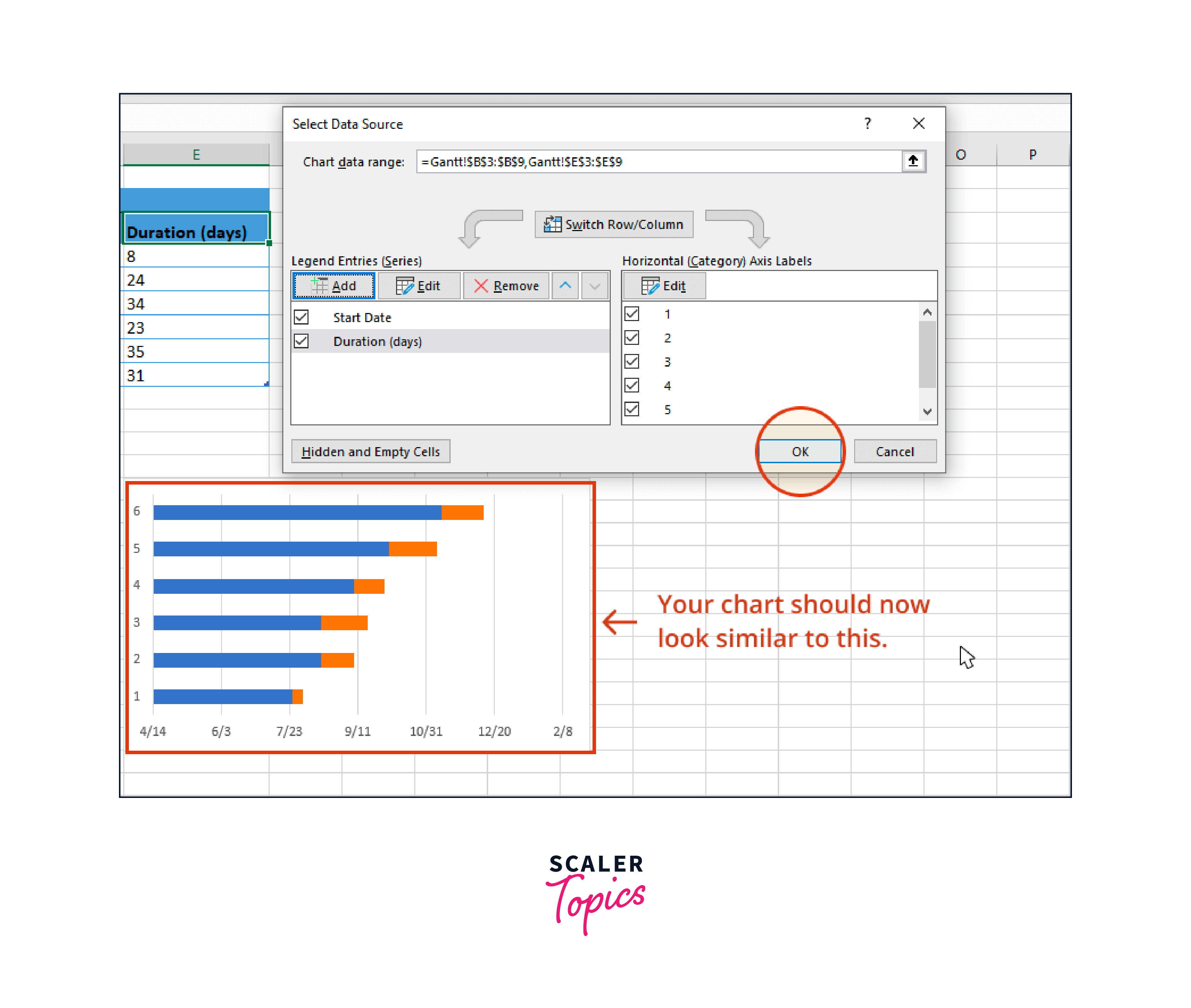 update your Gantt chart